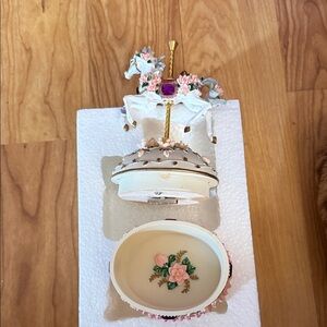 Charming Pink and Cream Carousel Jewelry Box